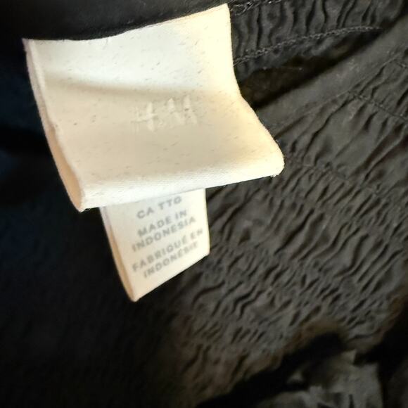 H&M Dress Womens 2XL Black Ruffle Cottage Core Goth Mini Stretch Balloon Sleeve - Picture 7 of 13